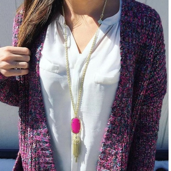 Kendra Scott Womens Rayne Necklace Magenta Gold, New with tags and pouch - Picture 2 of 12